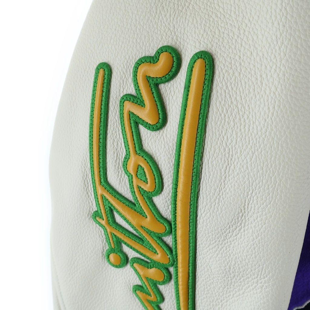 Louis Vuitton Multi Patch Mix Leather Varsity Jacket Purple White — view 6