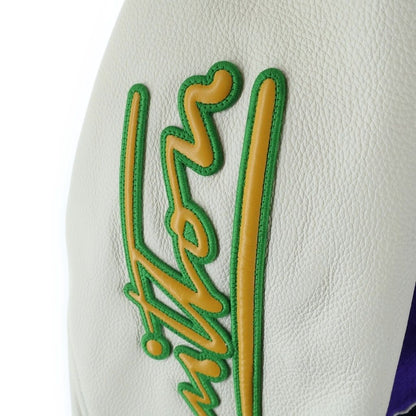 Louis Vuitton Multi Patch Mix Leather Varsity Jacket Purple White — view 6