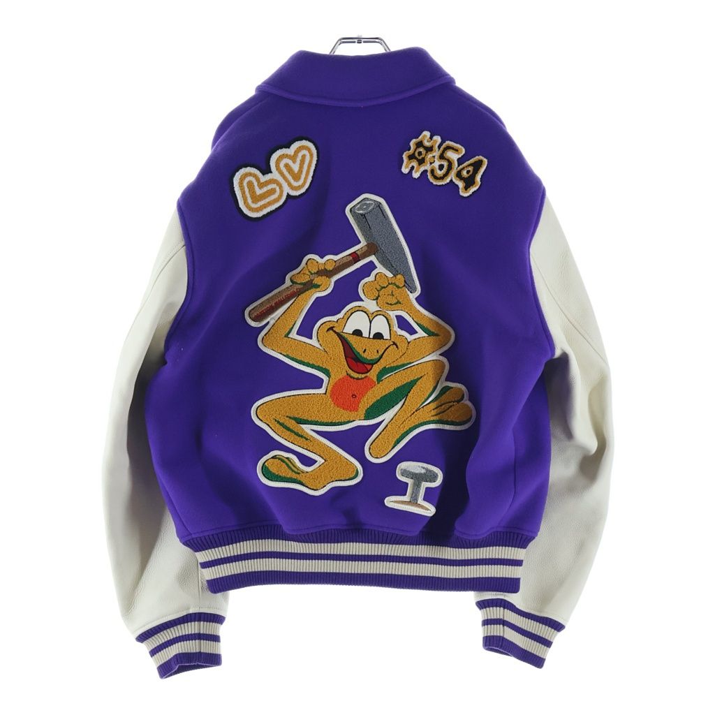 Louis Vuitton Multi Patch Mix Leather Varsity Jacket Purple White — view 2