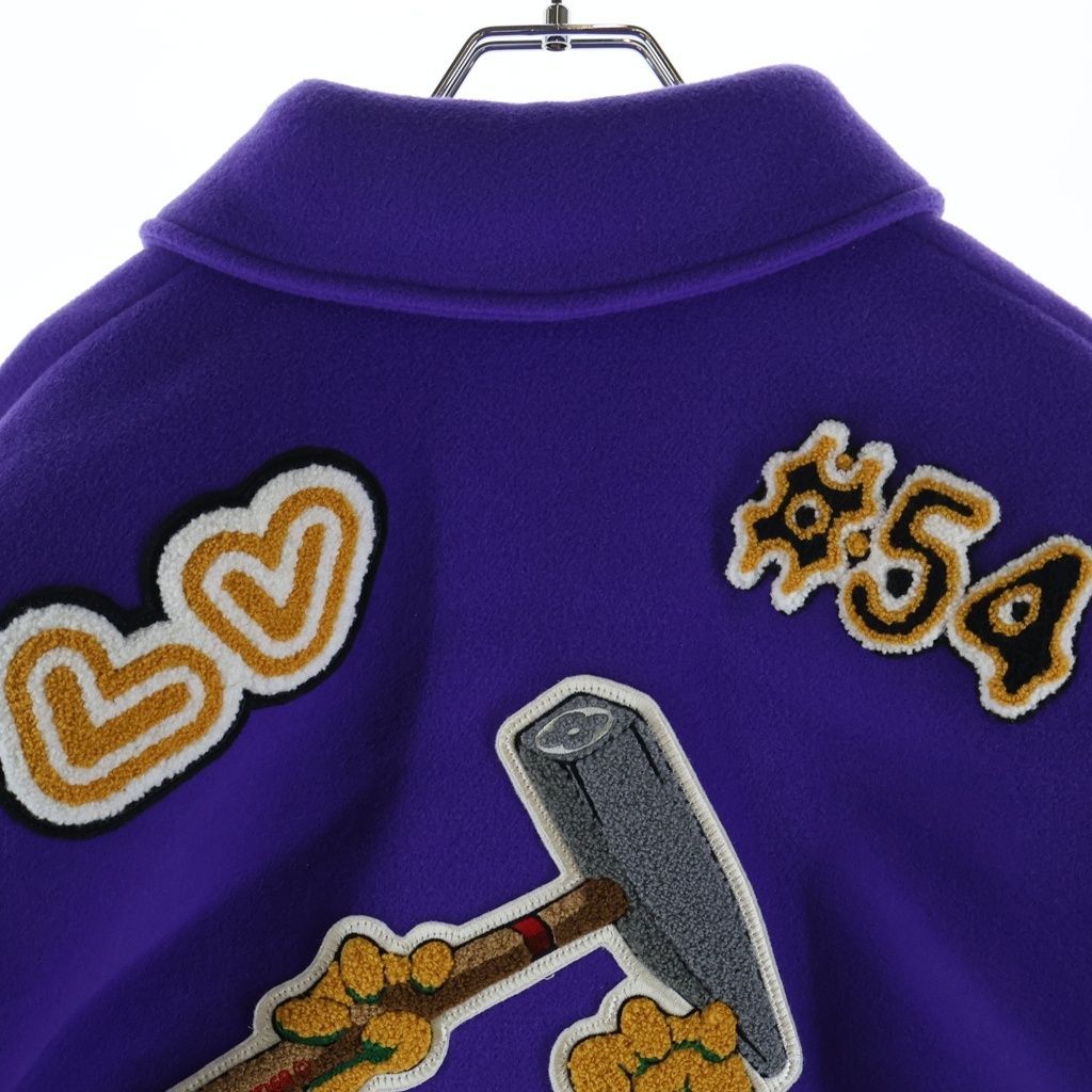 Louis Vuitton Multi Patch Mix Leather Varsity Jacket Purple White — view 4
