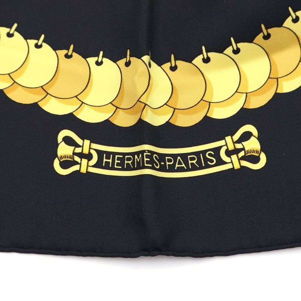 Hermes Carre 90 Kosmima Gold Black Silk Scarf — view 5