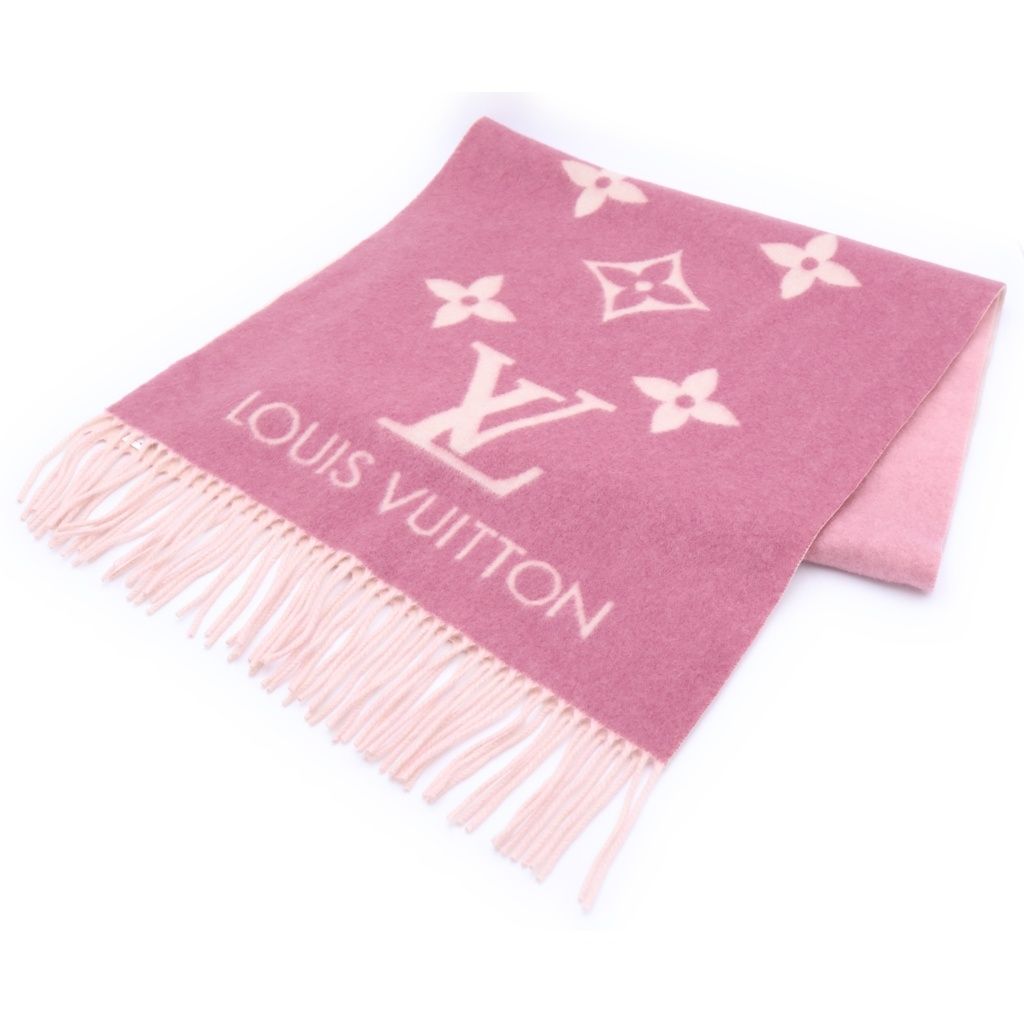 Louis Vuitton Echarpe Reykjavik Gradient Monogram Cashmere Fringe Scarf Purple