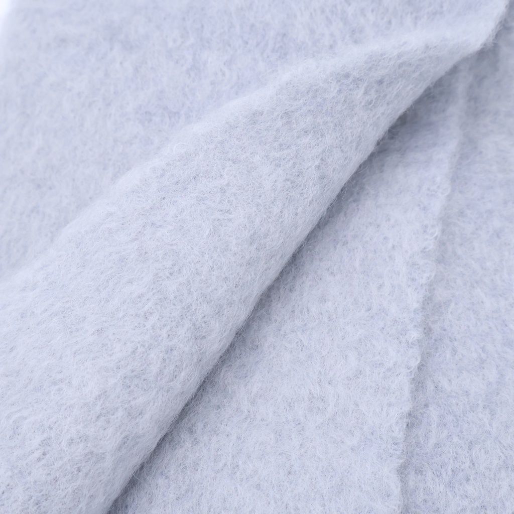 Loewe Anagram Logo Leather Patch Mohair Fringe Scarf Gray — view 2