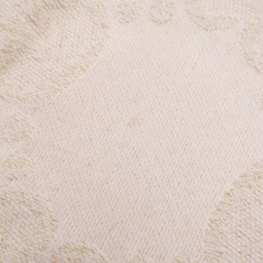 Gucci GG Lame Jacquard Wool Fringe Scarf Ivory — view 3