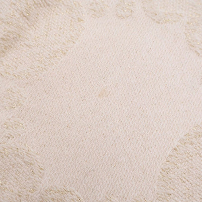 Gucci GG Lame Jacquard Wool Fringe Scarf Ivory — view 3