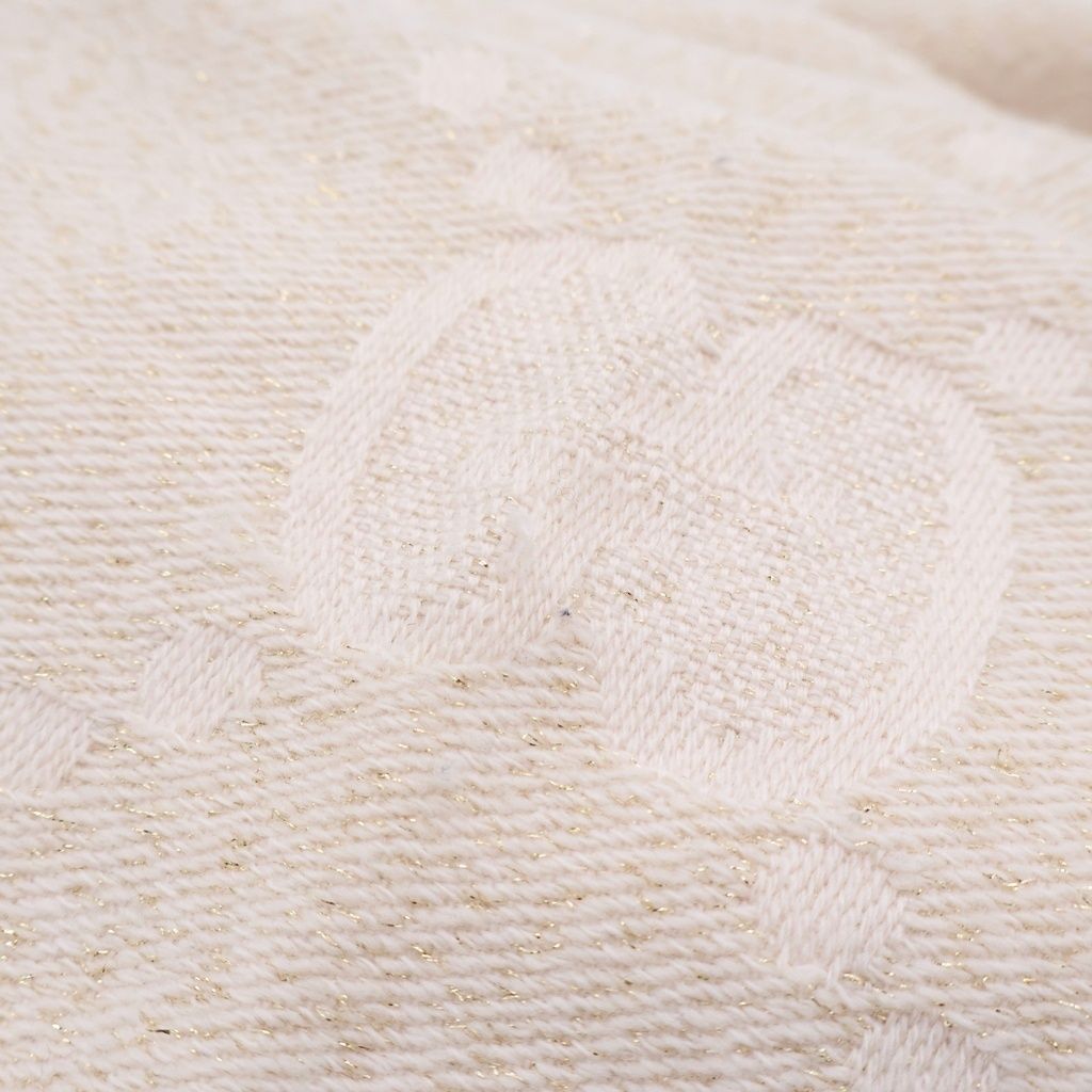 Gucci GG Lame Jacquard Wool Fringe Scarf Ivory — view 4