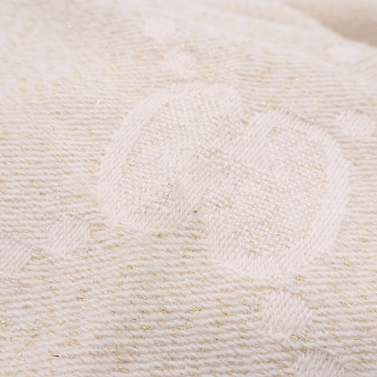 Gucci GG Lame Jacquard Wool Fringe Scarf Ivory — view 4