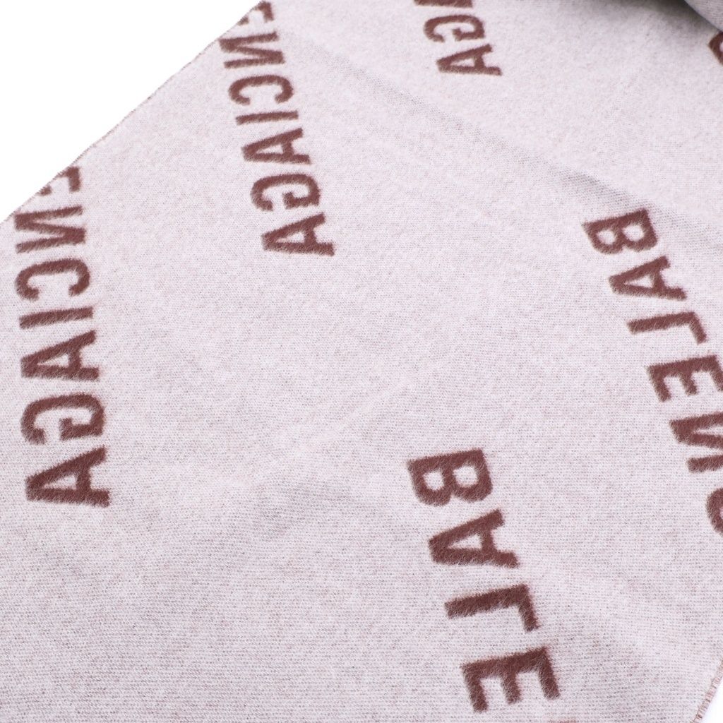 Balenciaga Overall Logo Wool Scarf Brown — view 4