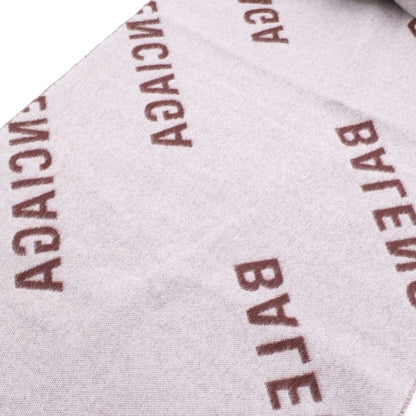 Balenciaga Overall Logo Wool Scarf Brown — view 4