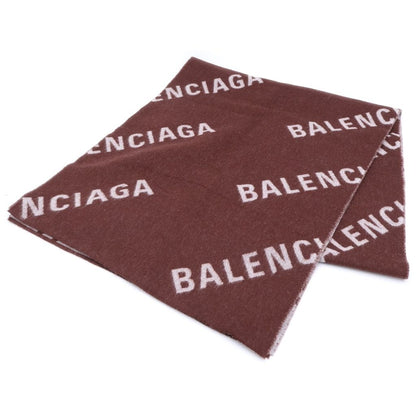 Balenciaga Overall Logo Wool Scarf Brown