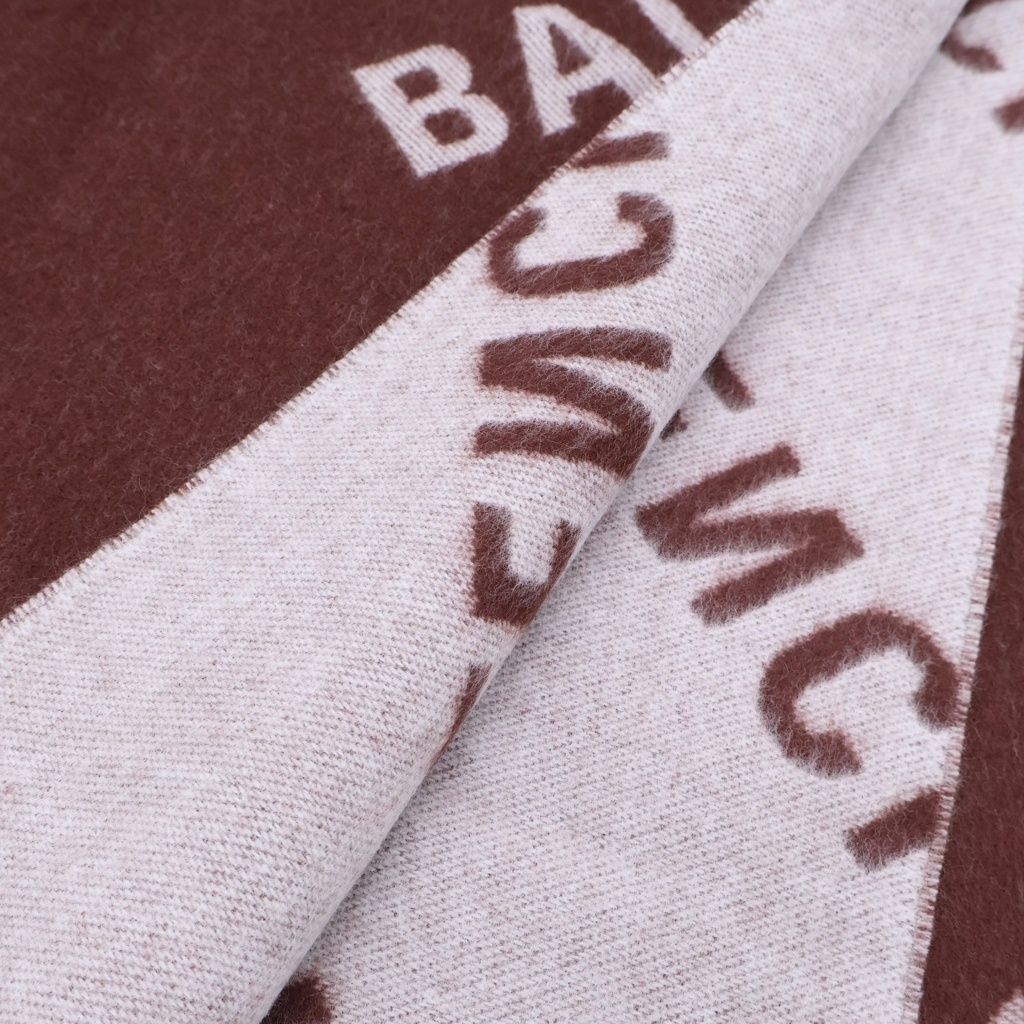 Balenciaga Overall Logo Wool Scarf Brown — view 2