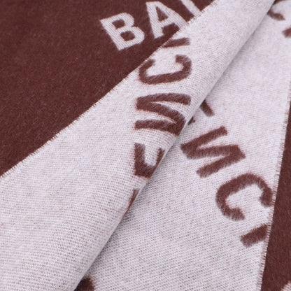 Balenciaga Overall Logo Wool Scarf Brown — view 2