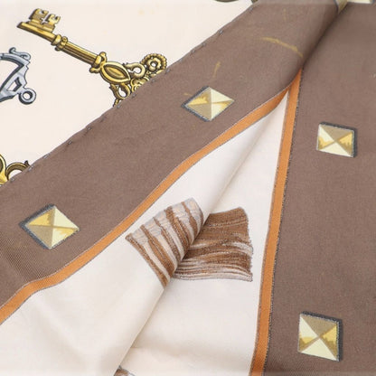 Hermes Carre 90 Key Pattern Scarf Khaki Beige — view 2