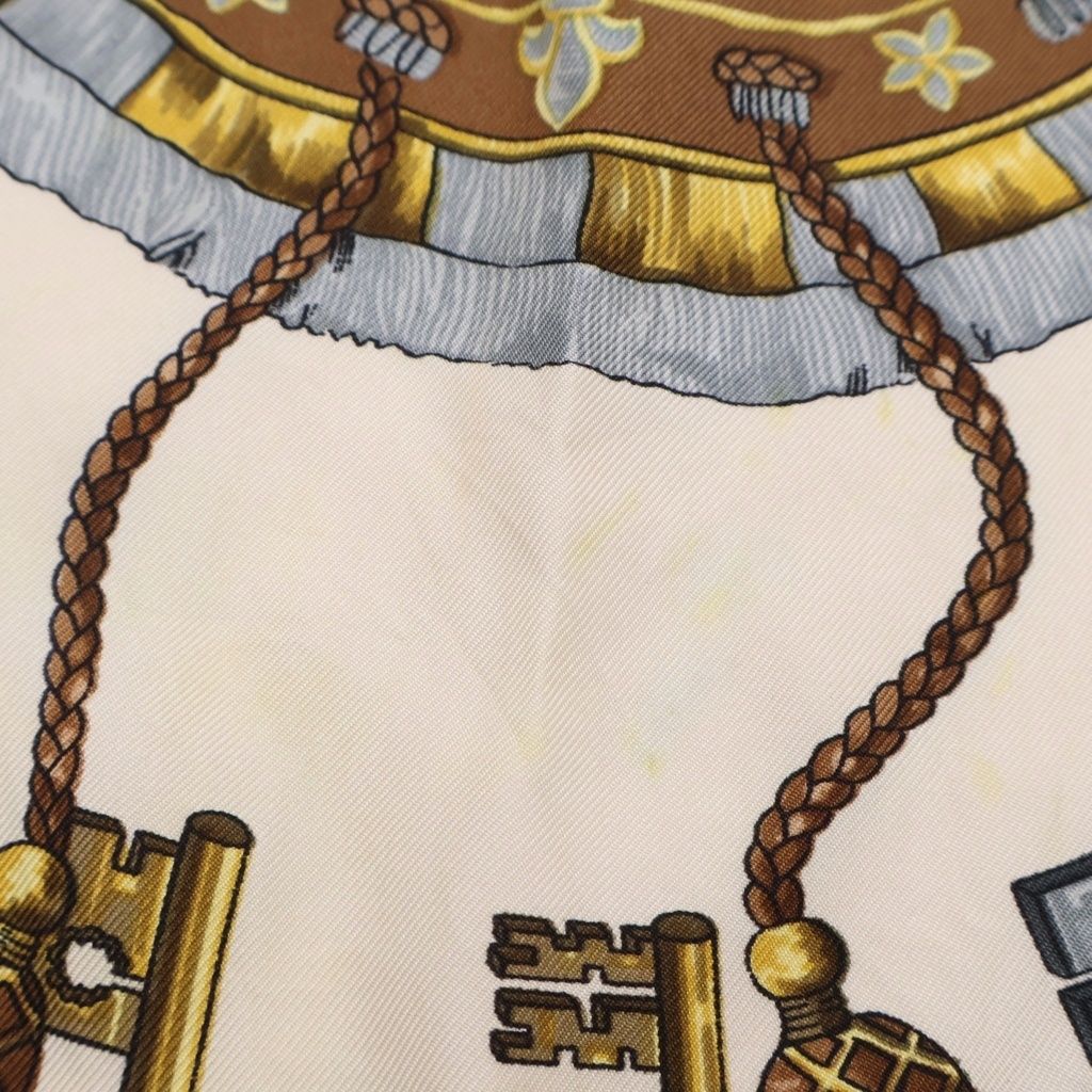 Hermes Carre 90 Key Pattern Scarf Khaki Beige — view 6