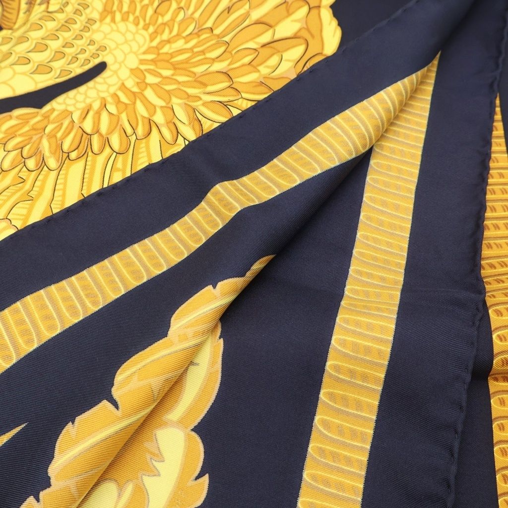 Hermes Silk Scarf All Over Black Yellow — view 2