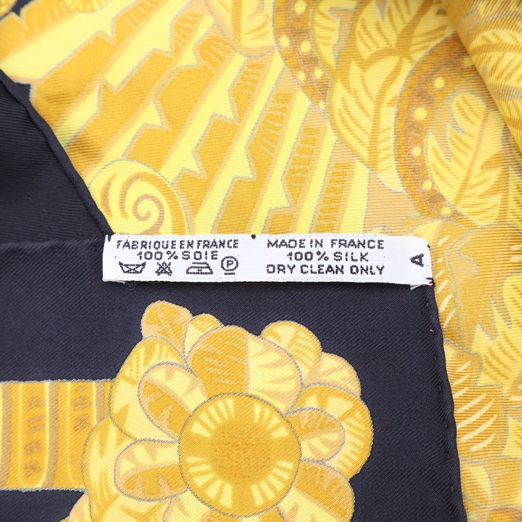 Hermes Silk Scarf All Over Black Yellow — view 6