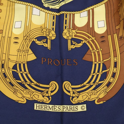 Hermes Carre 90 Proteus Scarf All Over Pattern Yellow Navy — view 3