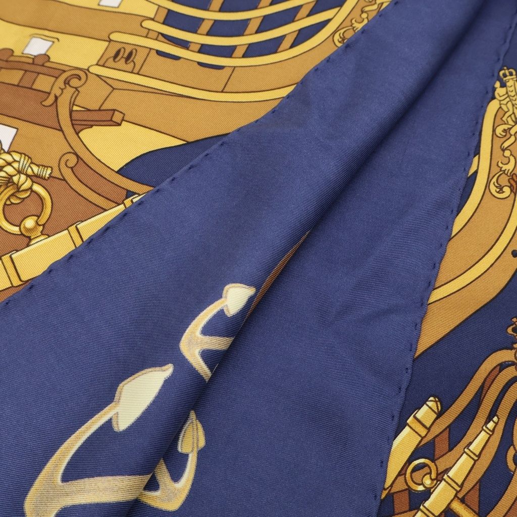 Hermes Carre 90 Proteus Scarf All Over Pattern Yellow Navy — view 2