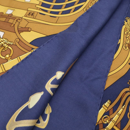 Hermes Carre 90 Proteus Scarf All Over Pattern Yellow Navy — view 2