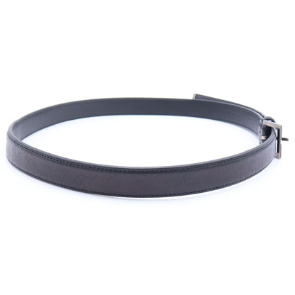Saint Laurent Paris Square Frame Leather Belt Black Silver — view 3