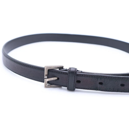 Saint Laurent Paris Square Frame Leather Belt Black Silver — view 4