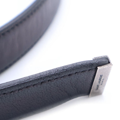 Saint Laurent Paris Square Frame Leather Belt Black Silver — view 5