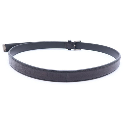 Saint Laurent Paris Square Frame Leather Belt Black Silver — view 2