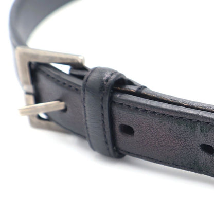 Saint Laurent Paris Square Frame Leather Belt Black Silver — view 6