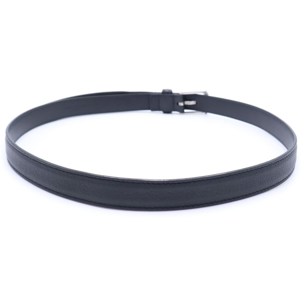 Saint Laurent Paris Square Frame Leather Belt Black Silver — view 2