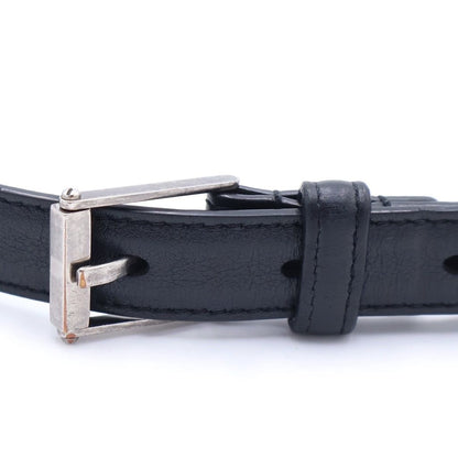 Saint Laurent Paris Square Frame Leather Belt Black Silver — view 4