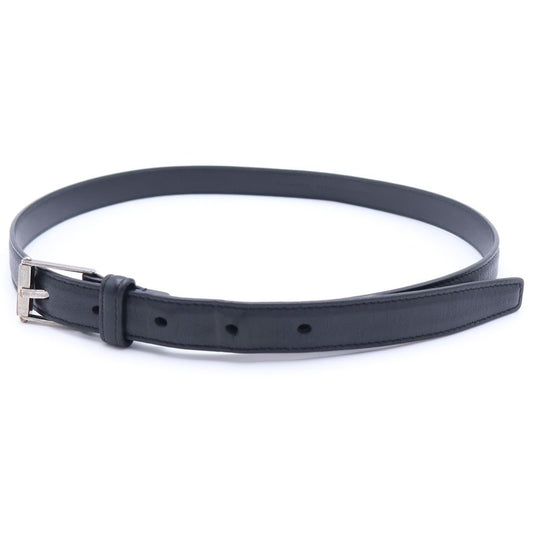Saint Laurent Paris Square Frame Leather Belt Black Silver
