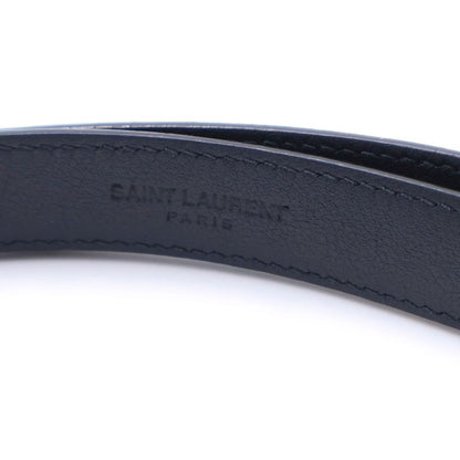 Saint Laurent Paris Square Frame Leather Belt Black Silver — view 6
