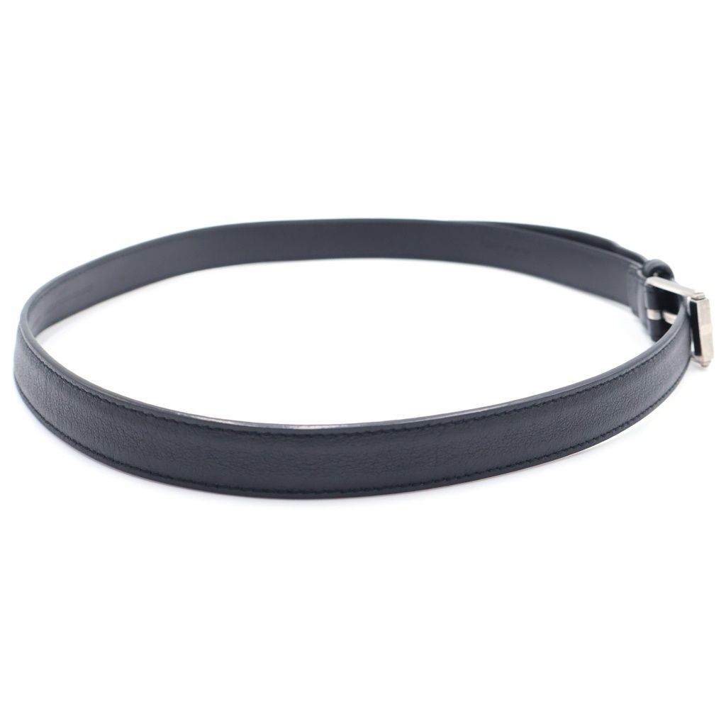 Saint Laurent Paris Square Frame Leather Belt Black Silver — view 3