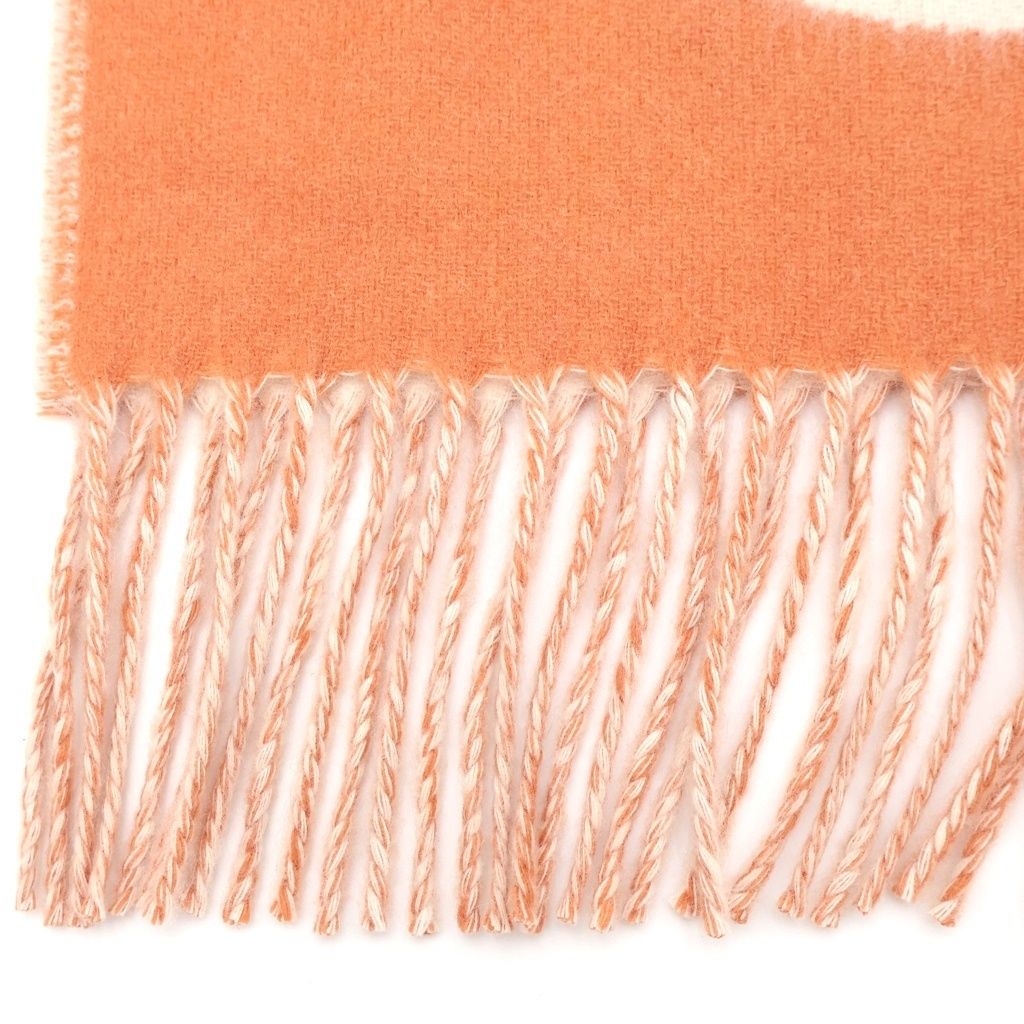 Hermes Grand Mall Cashmere Fringe Scarf Orange Beige — view 3