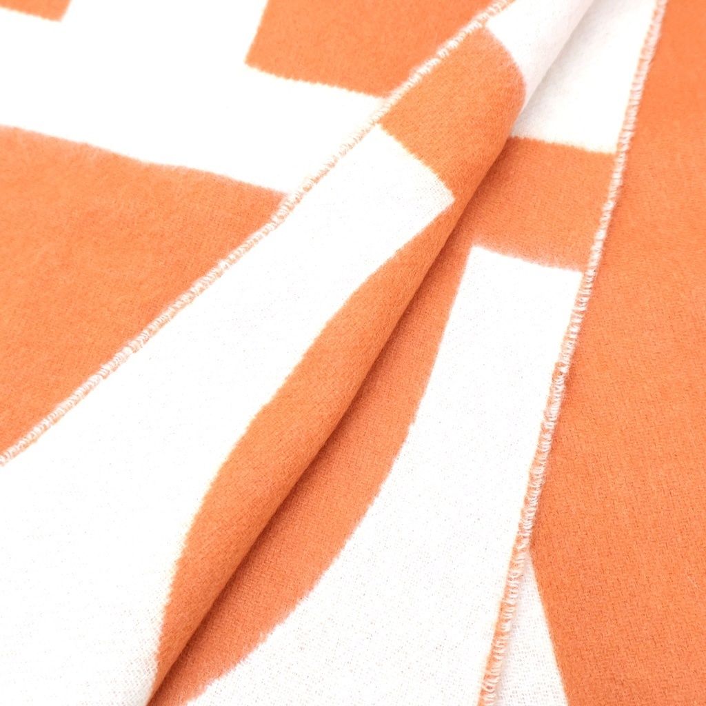 Hermes Grand Mall Cashmere Fringe Scarf Orange Beige — view 2