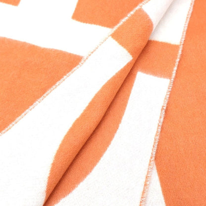 Hermes Grand Mall Cashmere Fringe Scarf Orange Beige — view 2