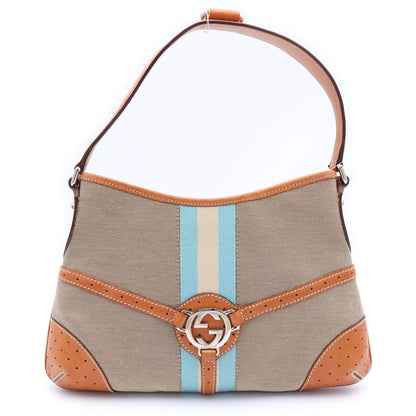 Gucci Shoulder Bag Interlocking Brown Jacquard Leather