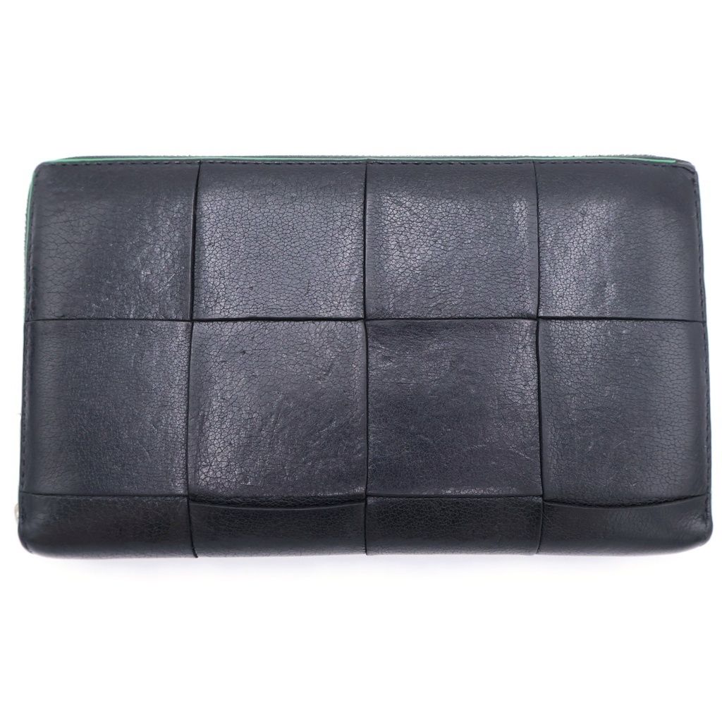 Bottega Veneta Cassette Maxi Intrecciato Leather Zip Around Wallet Black