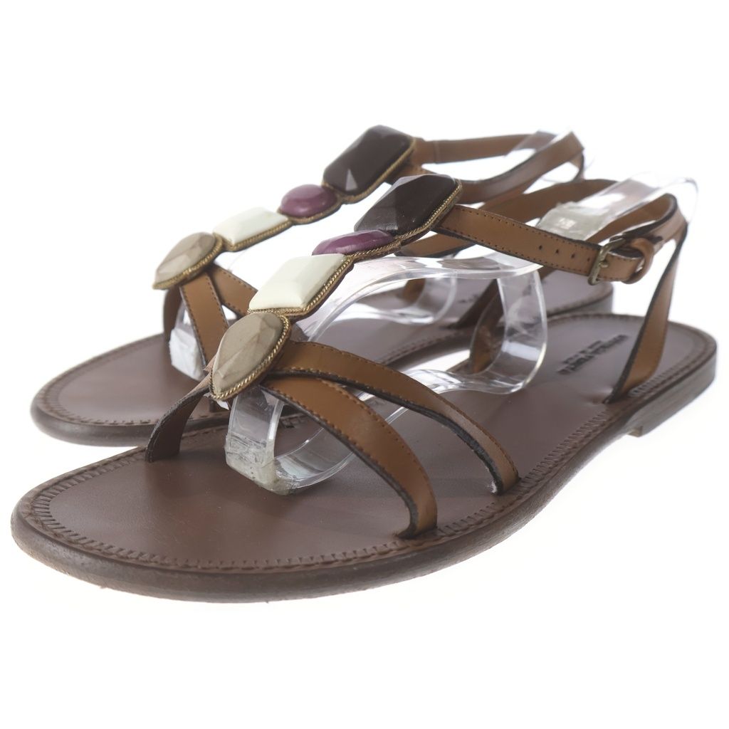 Bottega Veneta Tan Leather Flat Sandals Brown — view 2