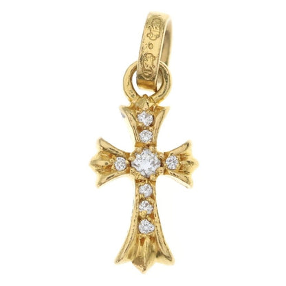 Chrome Hearts 22k Crs Baby Fat P Dia Fat Cross Pave Diamond Pendant Gold