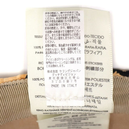 Gucci GG Raffia Baseball Cap Straw Cap Hat Ivory Black — view 7