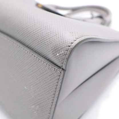 Prada Saffiano Handbag Gray Leather Gold — view 6