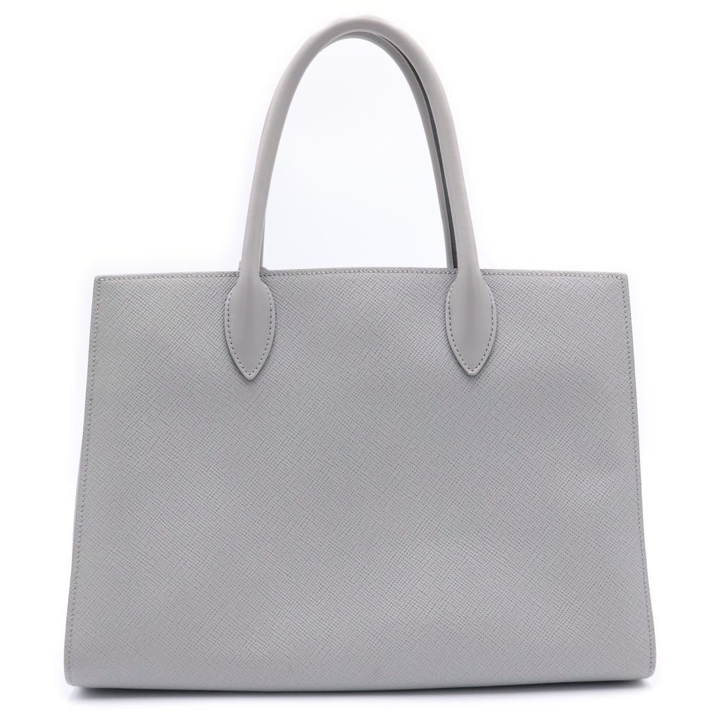 Prada Saffiano Handbag Gray Leather Gold — view 2