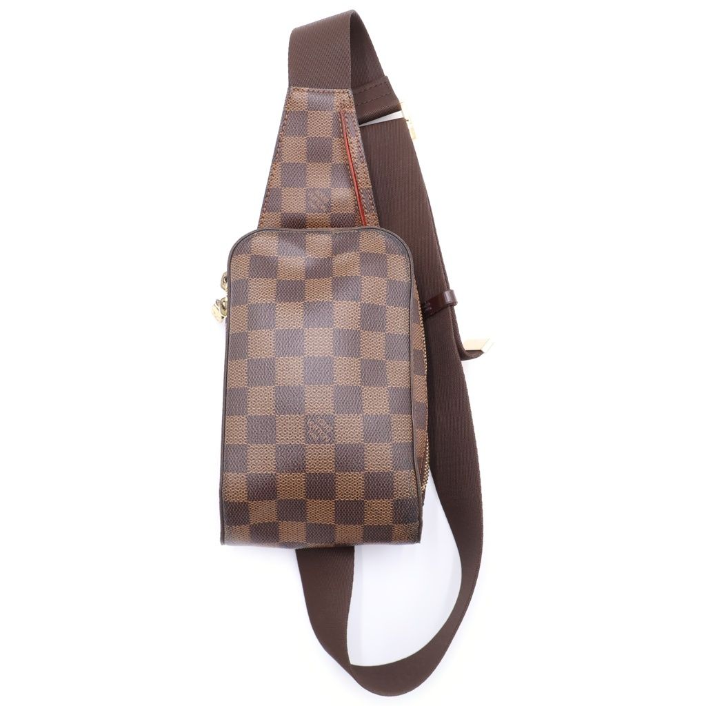 Louis Vuitton Damier Geronimos Leather Shoulder Bag Gold Brown