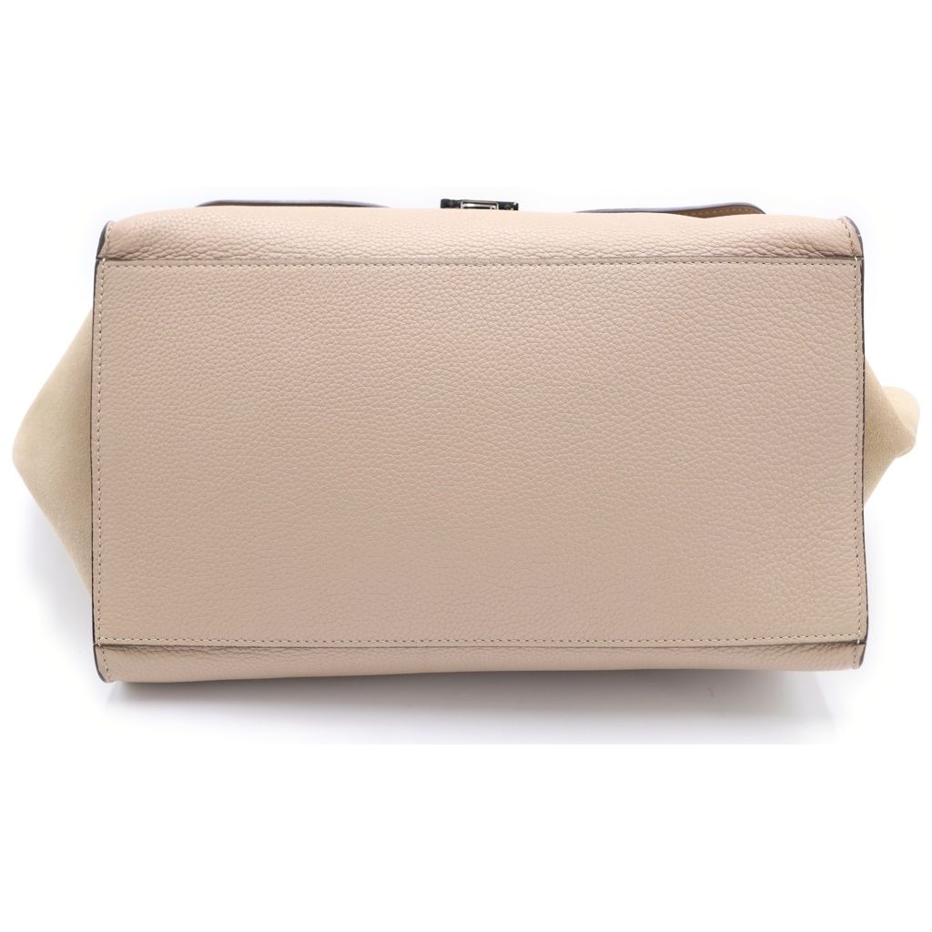 Celine 2-Way Shoulder Bag Beige Leather Suede Silver — view 4