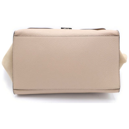 Celine 2-Way Shoulder Bag Beige Leather Suede Silver — view 4