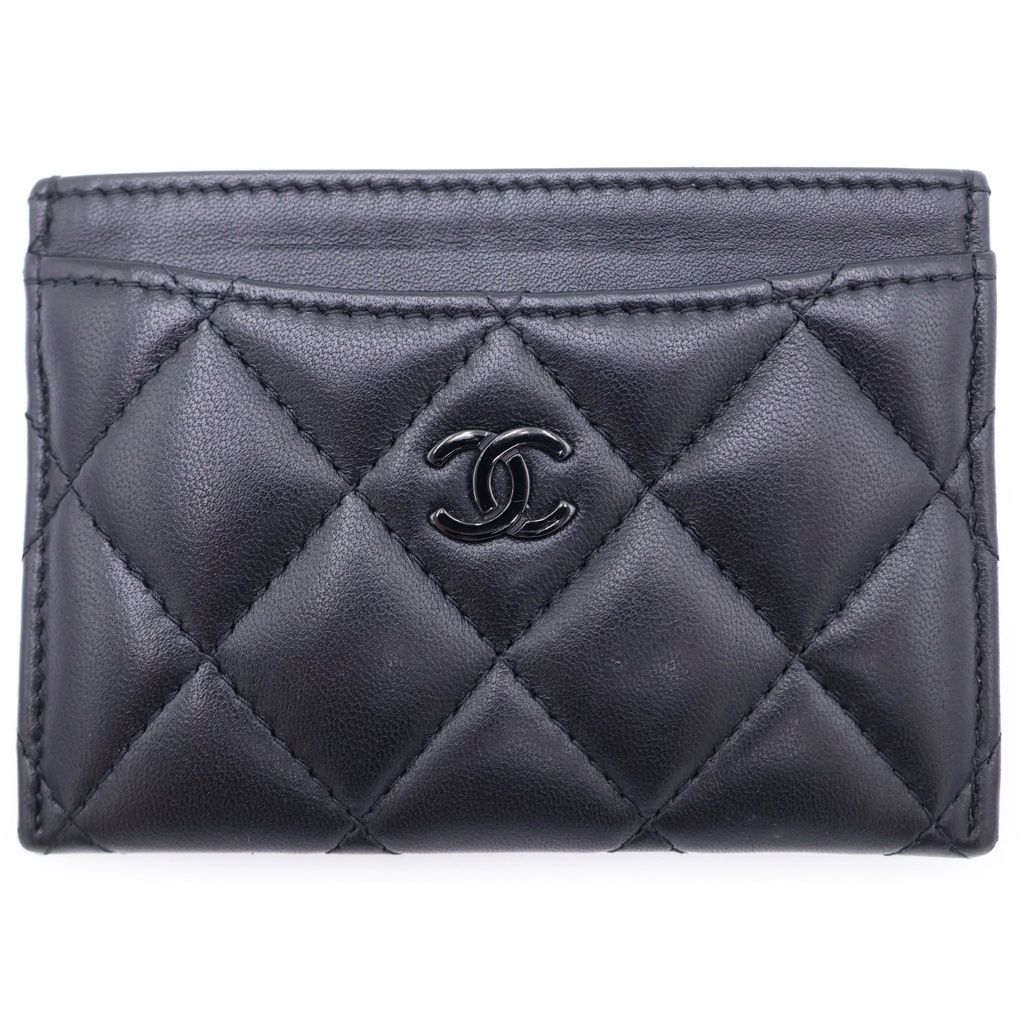 Chanel Quilted Lambskin Card Case Black