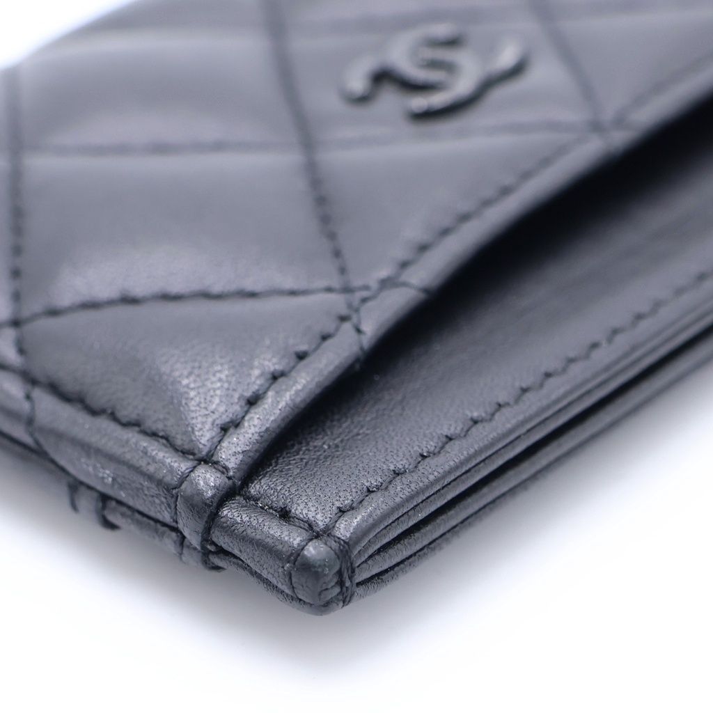 Chanel Quilted Lambskin Card Case Black — view 6