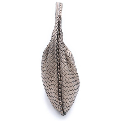 Bottega Veneta Intrecciato Shoulder Bag Tote Metallic Gold Black Leather Silver — view 3