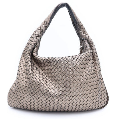 Bottega Veneta Intrecciato Shoulder Bag Tote Metallic Gold Black Leather Silver — view 2